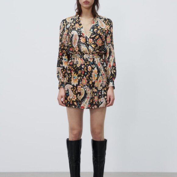 BRAND NEW ZARA COLLECTION PRINTED SHORT DRESS MULTICOLORED - Picture 1 of 7